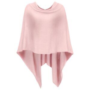 2332 Womens Solid Knit Short Asymmetric Wrap Poncho Topper Pink